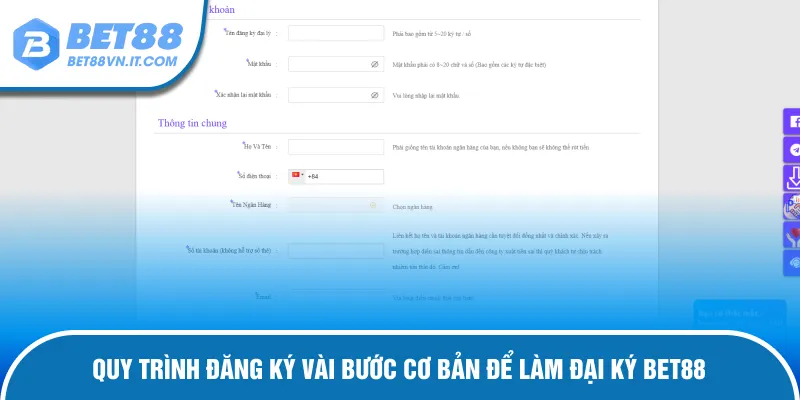 Đại Lý Bet88 Quy trình đăng ký chung để hợp tác cùng nhà cái