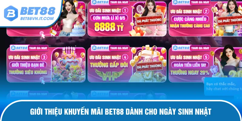 Khuyến Mãi Bet88 Khuyến mãi Bet88 dành cho ngày sinh nhật tri ân